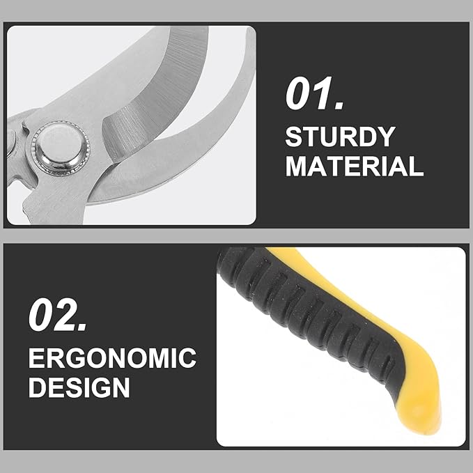 GANAZONO 2pcs Sk5 Steel Pruning Shears Garden Flower Scissors Gardening Hand Tools with Yellow Handle and Straight Tip for Tree Branch Trimming and Plant Care