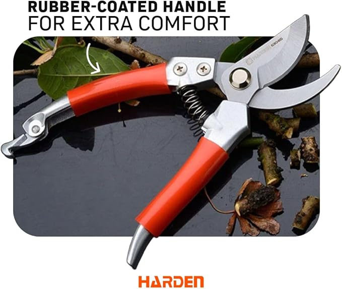 Pruning Shears 8" / 200mm – Forged Stainless Steel Blade, Ergonomic Zinc Alloy Handle with PVC Grip – Professional Garden Tools for Precise Gardening & Harvesting