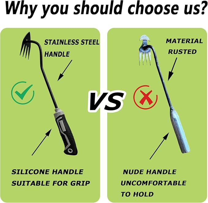 YDKOJGW 3 pcs Weed Puller Tool Garden Weed Pulling Tool, 2025 New Garden Weed Puller Tools Hand Weeder Tool with Rubber Handle, 4 Teethes Dual Purpose Manual Weeders Tool Weed Pulling Tool for Garden