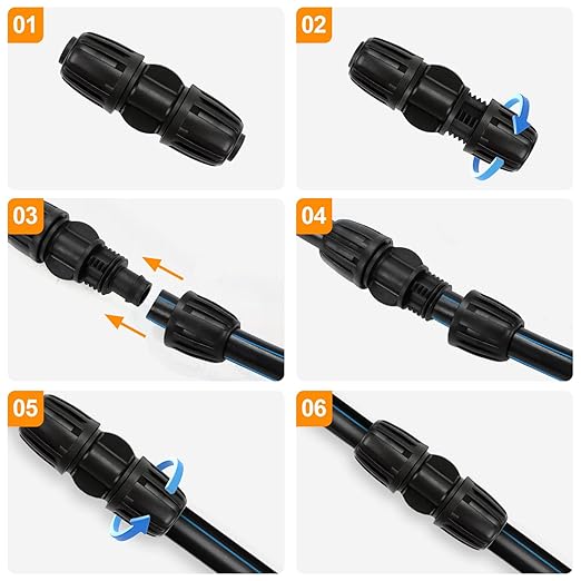 Copadri 21 Pieces1/2 Inch Drip Irrigation Fittings Kit, 1/2'' Drip Line Barbed Locked Connectors for 1/2 Inch Irrigation Tubing (1/2" ID x 0.640" OD) Coupling Tee Elbow Plug Valve Faucet Adapter