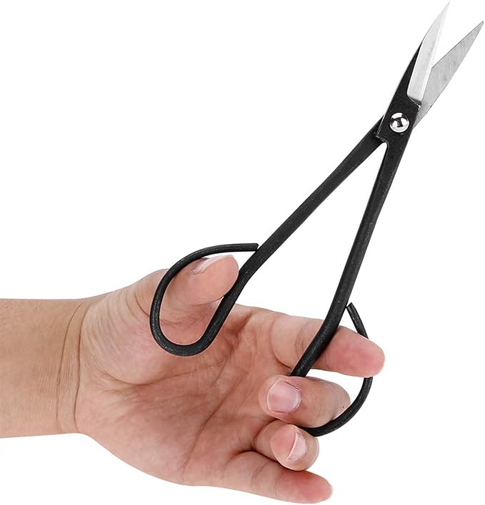 Black Bonsai Scissor, 190mm Stainless Steel Garden Bonsai Scissors Shear Root Branch Trimming Pruning Tools for Garden