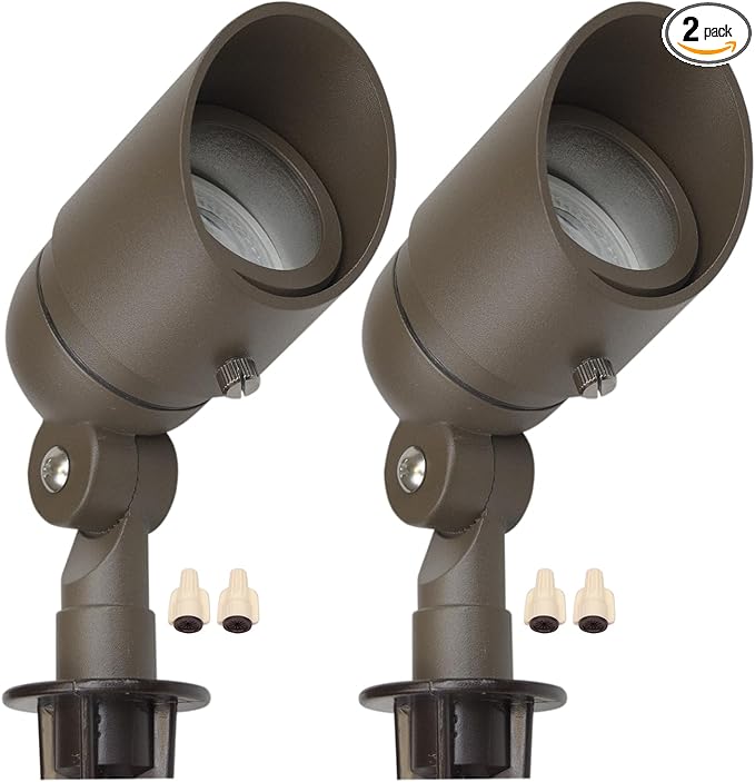 Lumina Lighting® 5W Landscape Lighting 12V Landscape Lights Low Voltage Landscape Spotlights Warm White Waterproof Outdoor Replaceable LED Bulb for Garden Lawn Porch Patio and Yard (Bronze) (2-Pack)