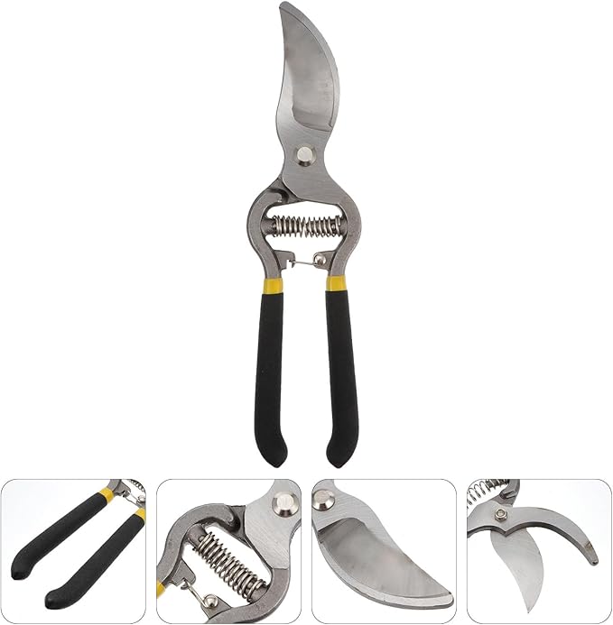 HOMSFOU Portable Pruning Scissors Garden Trimming Tool with Aluminum Handle 10-inch Branch Pruning Shears for Fruit Trees and Lawn Care