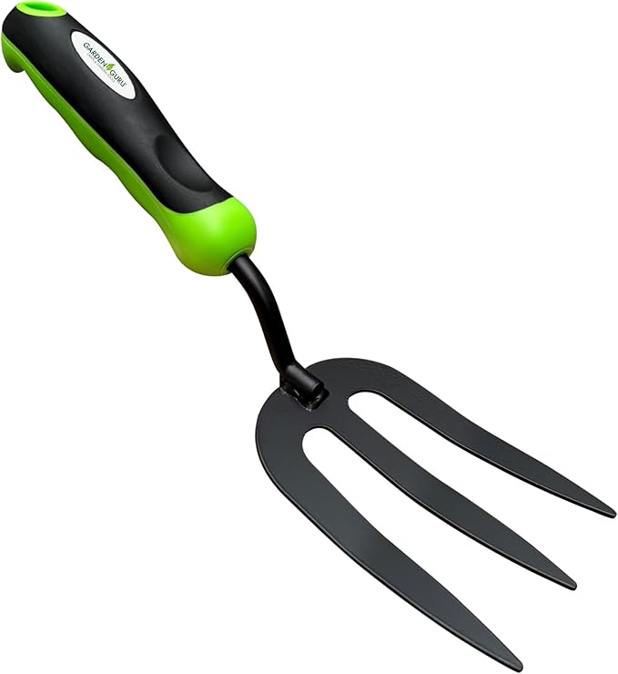 Garden Guru Hand Weeder Fork Tool – Rust Resistant High Carbon Steel – Ergonomic Handle – Great for Planting, Spreading Mulch, Weeding, Loosening & Transplanting Soil (2 Pack)