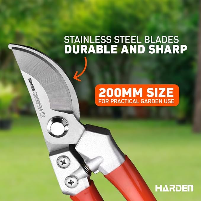 Pruning Shears 8" / 200mm – Forged Stainless Steel Blade, Ergonomic Zinc Alloy Handle with PVC Grip – Professional Garden Tools for Precise Gardening & Harvesting