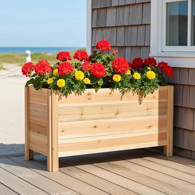 Tall Cedar Raised Garden Planter Box with Legs – Elevated Design for Comfortable Gardening, Custom Sizes for Home, Patio & Commercial Use
