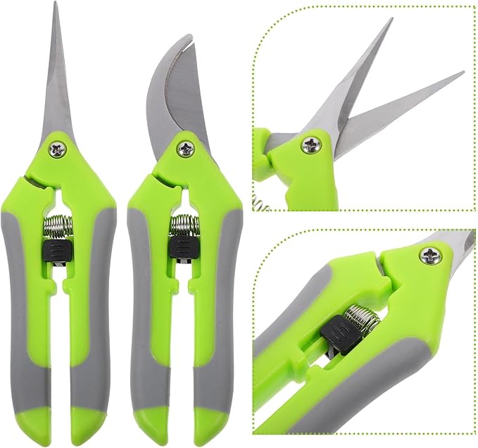 ibasenice 2pcs Garden Shears Pruning Shears with Curved Blades Outdoor Branch Cutters for Fruit Trees and Plants Gardening Hand Tools for Harvesting and Trimming