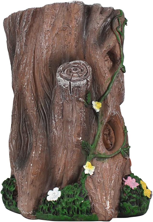 Solar Light Fairy Tree House - Fun Natural Figurine Sculpture with Solar LED Lights for Indoor Outdoor Art Decorations, Patio Yard Lawn Ornaments Gift