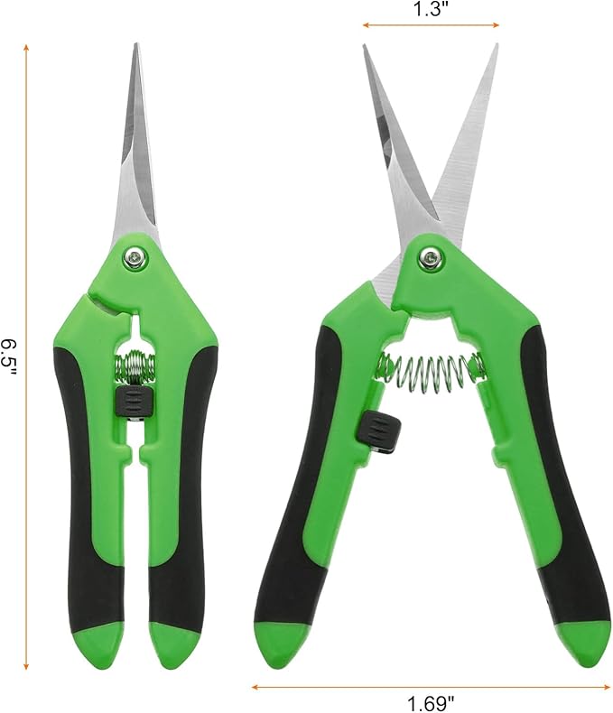 HARFINGTON 3pcs Gardening Scissors 6.5" Straight Stainless Steel Blades Hand Pruner Garden Pruning Shears for Plant Flowers Trimming in Garden, Green