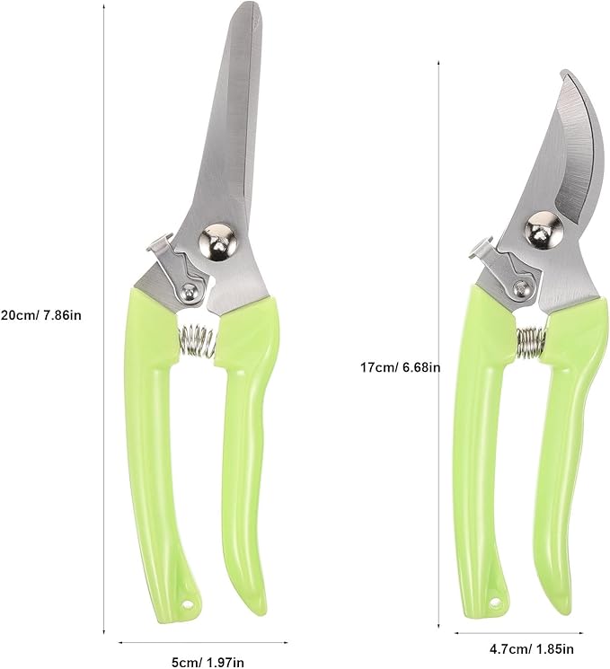 2pcs Stainless Steel Garden Pruning Shears and Plant Clippers for Outdoor Branch Trimming with Curved and Straight Colored Blades, Gardening Hand Tools for Flower, Fruit, and Tree