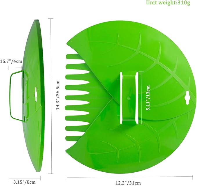Eastrans 1set Leaf Scoops and Hand Rakes,Leaf Claws for Picking up Leaves,Grass Clippings and Lawn Debris,Light Green,2pcs