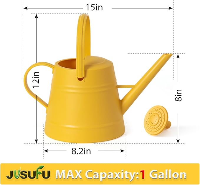 1 Gallon Watering Can for Plants, Watering Cans for Indoor&Outdoor Gardening, Water Can with Ergonomic Movable Handle (Yellow)