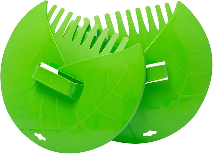 Eastrans 1set Leaf Scoops and Hand Rakes,Leaf Claws for Picking up Leaves,Grass Clippings and Lawn Debris,Light Green,2pcs