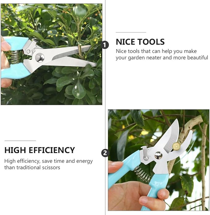2pcs Garden Pruning Shears and Fruit Tree Branch Shears for Gardening, Curved and Straight Blade Designs, Sturdy Hand Tools for Tree Branch and Twig Trimming in Home Garden
