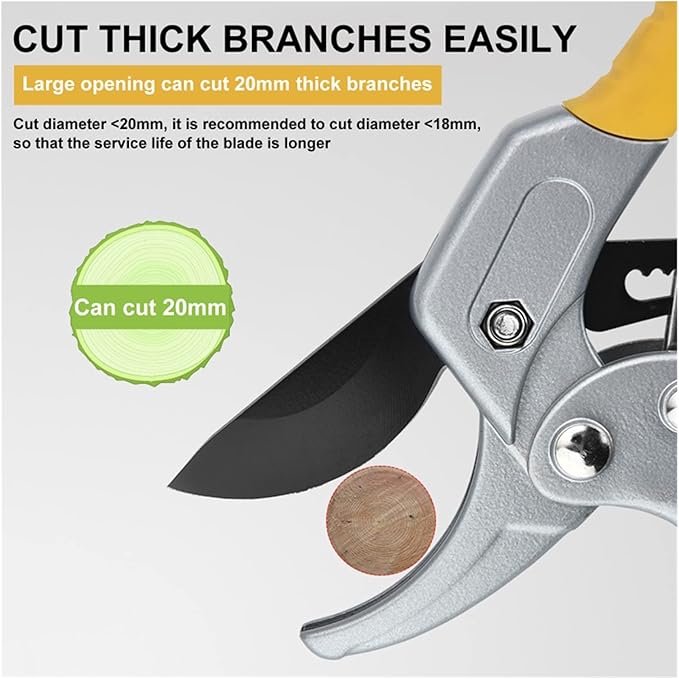 Trimming Tool Heavy Duty Garden Pruning Shear Fruit Tree Branch Pruner Trimmer Tools Ratchet Hand Pruner Cutter Plant Scissor Garden Hand Tool Durable and Versatile.