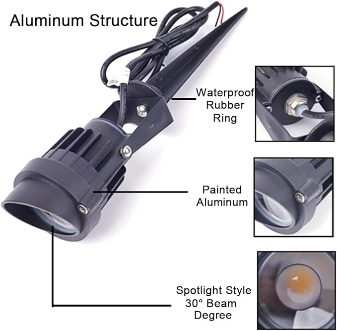 8Pack 5W Low Voltage Landscape Lights with Connectors Outdoor Lighting 24V AC/DC Focusing Lens LED Landscape Spotlights,600LM Warm White Waterproof Outdoor Garden Yard Lights