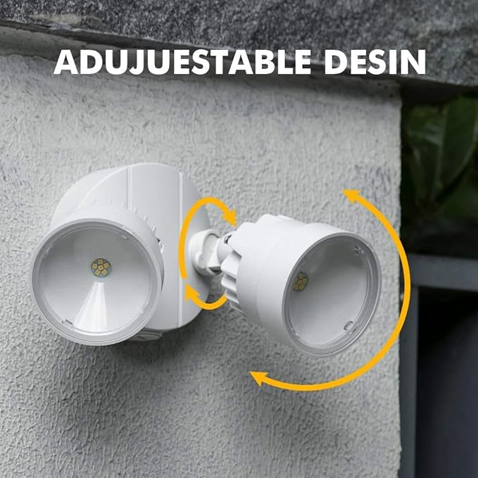 LUTEC 2 Packs P6221B 2000 Lumen 18 Watt 28 LED Dual-Head Flood Light Outdoor, Waterproof Exterior Security Wall Light for Patio, Garden,Yard-White