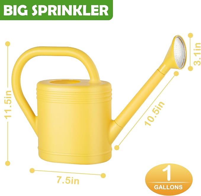 1 Gallon Watering Can for Indoor Plants, Garden Watering Cans for Outdoor Plant House Flower, Modern Plant Watering Can Large Long Spout with Sprinkler Head