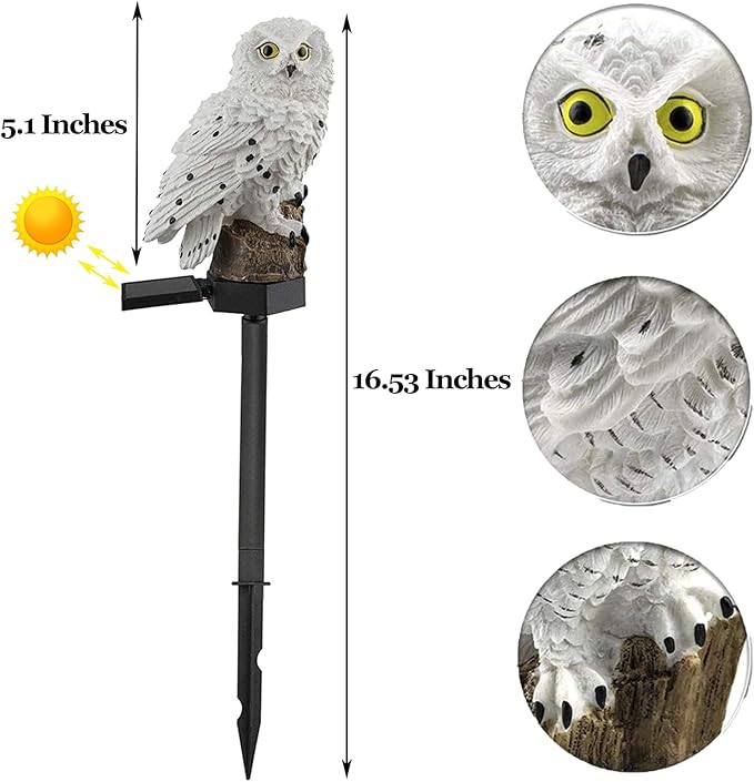 DOUBLE 2 C Solar Garden Light Outdoor, Owl Solar Garden Stake Light, Waterproof Warm White LED Light for Garden, Patio, Yard, Lawn, Walkway Decoration (Owl)