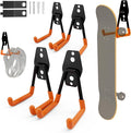 Wallavant Skateboard Hooks 4-Pack Utility Small Heavy Duty Holder Garage Storage Wall Mount for Stroller Tennis Garden Tool Household Warehouse Shed