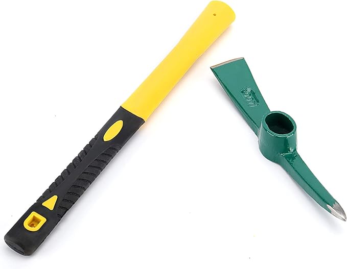 ZOENHOU 17.7 Inch Pick Mattock Hoe, Forged Garden Pick, Weeding Mattock Hoe Agriculture Hand Tools with Heavy-Duty Fiberglass Handle for Weeding Cultivating Camping or Prospecting