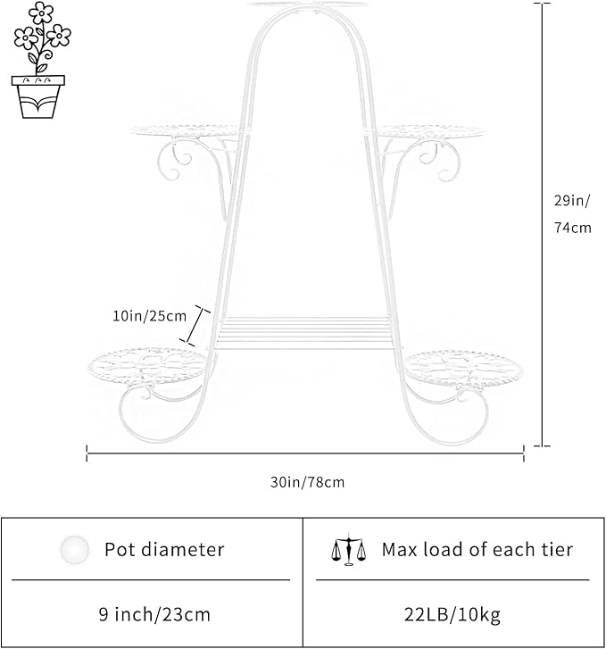 CarolynDesign 6 Tier Metal Plant Stand for Indoor and Outdoor, Multi Flower Pot Holder Shelf for Living Room Patio Lawn Garden Balcony