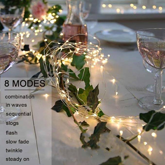 VOOKRY 2 Pack 10 Strands 200 LEDs Solar Fairy Lights Outdoor, Waterproof Solar Powered String Lights 8 Modes DIY Watering Can Lights for Party Wedding Plants Tree Vines Christmas Garden Decorations
