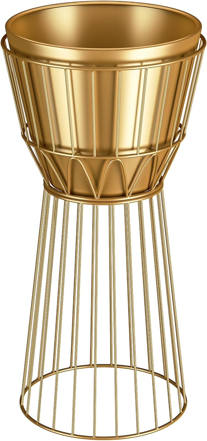 Metal Plant Stand with Pot 12" - Tall Decorative Metal Plant Holder Stand Indoor, Gold Plant Stand Modern Flower Potted Rack for Corner Display, Living Room, Office, Modern Home Decor- Height 27"