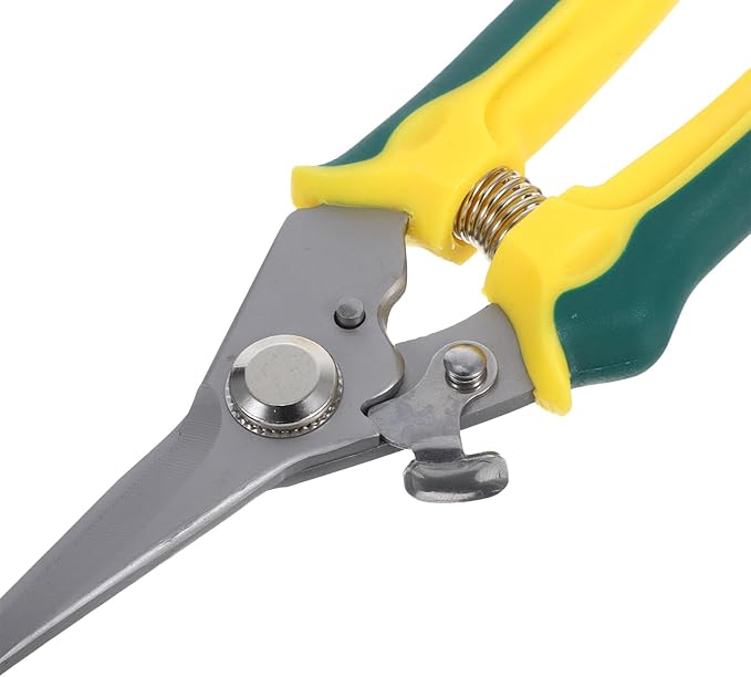 Stainless Steel Pruning Shear and Garden Scissors with Straight Tip, Hand Clippers for Tree Trimming and Flower Cutting, Garden Tool with Wrist Strap for Orchard and Yard Use