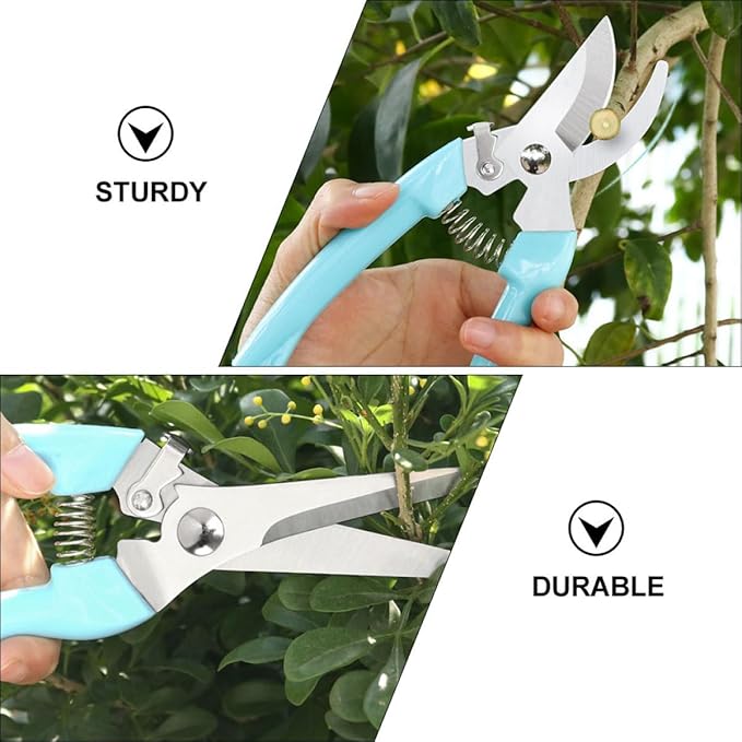 CHILDWEET 2pcs Garden Pruning Shears for Fruit Tree Branches and Twigs, Portable Gardening Trimming Tools with Curved and Straight Blades for Home Yard Maintenance