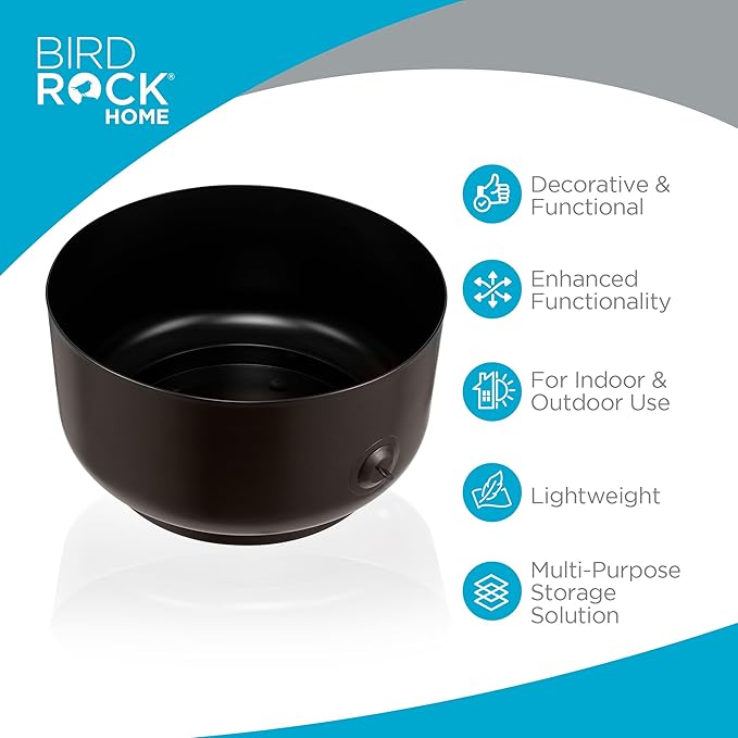 BIRDROCK HOME Decorative Footed Water Hose Holder Pot - Ground Garden Hose Box - Steel - Powdered Coated - Embossed - Steel Metal Hider - Outdoor or Indoor Use (Oil Rubbed Bronze)