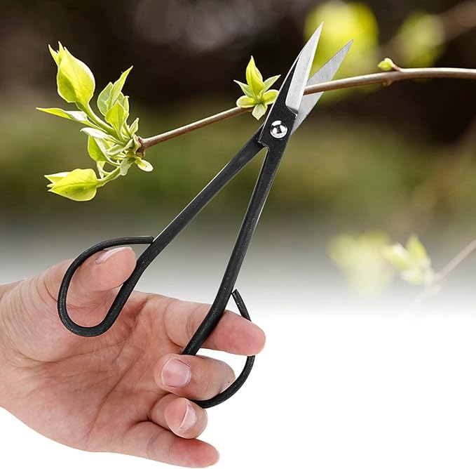 Black Bonsai Scissor, 190mm Stainless Steel Garden Bonsai Scissors Shear Root Branch Trimming Pruning Tools for Garden