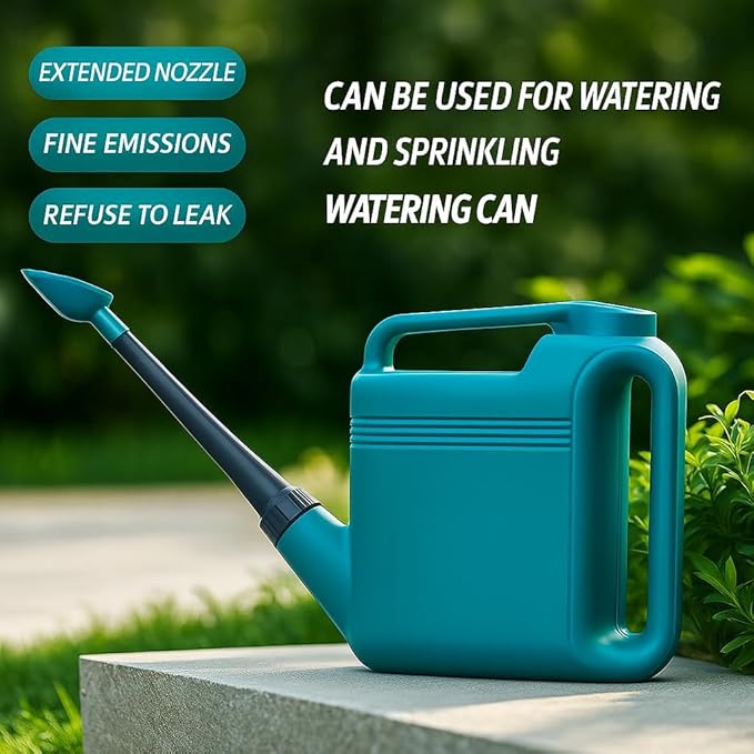 (Pack of 2) 2 Gallon Watering Can for Indoor & Outdoor Plants, Large Capacity Long Spout with Ergonomic Non-Slip Handle, Durable Leak-Proof Plastic, Comfortable Grip, Ideal for Flowers, Vegetables
