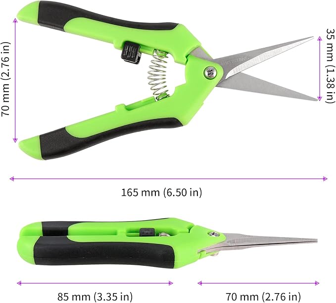 JEUIHAU 12 Pack 6.5 InchesPruning Shears Trimming Scissors, Gardening Hand Pruning Shears with Straight Tip Stainless Steel Blades, Micro Tip Pruning Snips for Trimming Garden Herb Plant Flower, Green