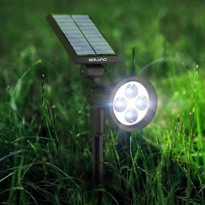SOLVAO Solar Spot Light | Ultra Bright, Waterproof, Adjustable 270°, No Wiring, Portable | Auto On/Off Function | Rechargeable LED for Outdoor, Landscape, Wall, Fence, Yard, Driveway, Outside