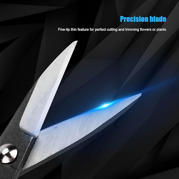 Black Bonsai Scissor, 190mm Stainless Steel Garden Bonsai Scissors Shear Root Branch Trimming Pruning Tools for Garden