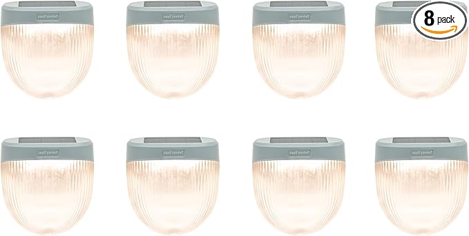 Vego garden Rippled Solar Garden Lights with Auto Sensors Magnetize Securely to Raised Beds, IPX4 Waterproof Outdoor LED Light for Patio & Yard Pebble Gray, 8 Pack