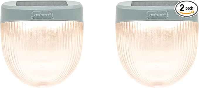 Vego garden Rippled Solar Garden Lights with Auto Sensors Magnetize Securely to Raised Beds, IPX4 Waterproof Outdoor LED Light for Patio & Yard Pebble Gray, 2 Pack