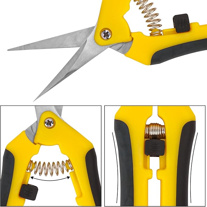 15 Pack 6.5 Inch Yellow Garden Pruning Scissors, Stainless Steel Blades Hand Pruner, Sharp Point Gardening Shears Cutter, A Must-have Gardening Pruning Shear, Supplies & Accessories