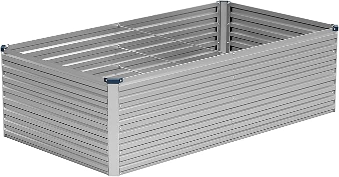 Vengarus 6x3x2FT Galvanized Raised Garden Bed Kit, Deep Root Planter Box for Vegetables, Flowers, Herbs, and Succulents - 269 Gallon Capacity,Silver