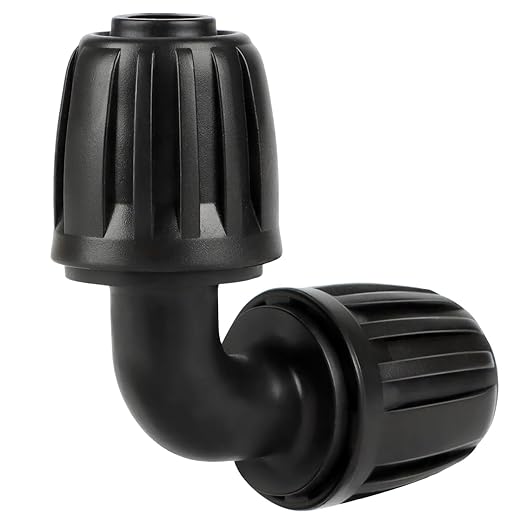 Copadri Drip Irrigation Elbow Fittings, 12 Pieces 1/2'' Dripline Locked Barbed Elbow Connectors for 1/2 Inch Irrigation Tubing (1/2" ID x 0.640" OD) 90 Degree Corner for Garden Sprinkler Systems