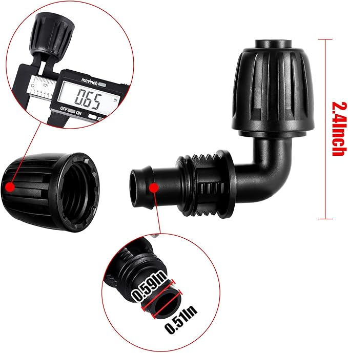 12pc 1/2 inch Drip Irrigation Elbow Fittings,ANTI DROP Lock Barbed Elbow For (1/2" ID x0.6-0.63" OD) Drip Tubing Irrigation Fittings (12pc 1/2 inch Irrigation Elbow Fittings)