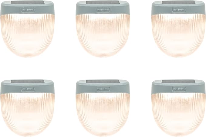 Vego garden Rippled Solar Garden Lights with Auto Sensors Magnetize Securely to Raised Beds, IPX4 Waterproof Outdoor LED Light for Patio & Yard Pebble Gray, 6 Pack