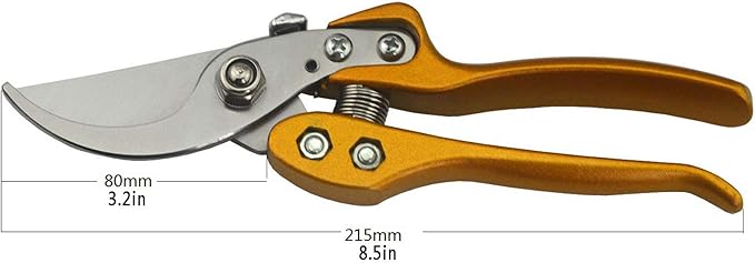 Gardening Shears,Reinforced Design Handle, Garden Shears Clippers, Anvil Pruner, Hand Tools Scissors Loppers,for Plants, Cutting Flowers, Bonsai, Trimming Plants,Gold