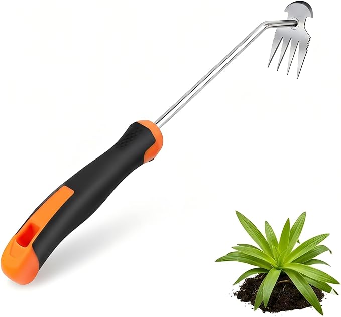 Weed Puller Tool, Portable Rubber-Handled Garden Tools, Four-Tined Weeding Tool, Uprooting Weeding Tools, Crevice Weeder, Backyard Farming Weeding and Weed Removal Tool (style1)