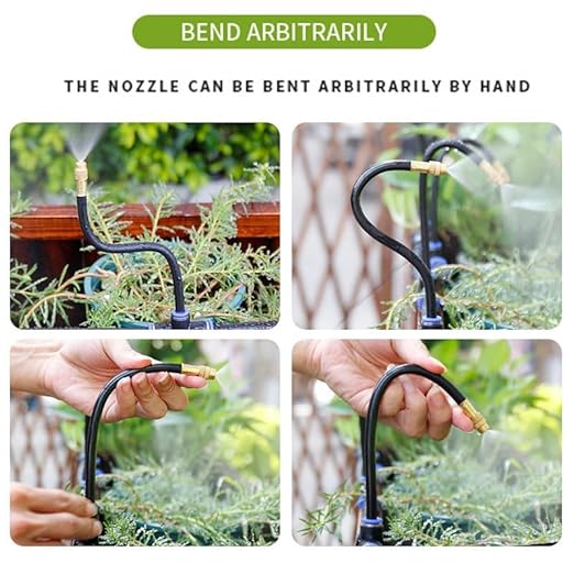 54.8ft 360° Bendable Drip Irrigation Kit with Misting Tube - Adjustable Automatic Irrigation System System for Garden, Lawn, and Plants(Easy Installation, 6-Step Setup)