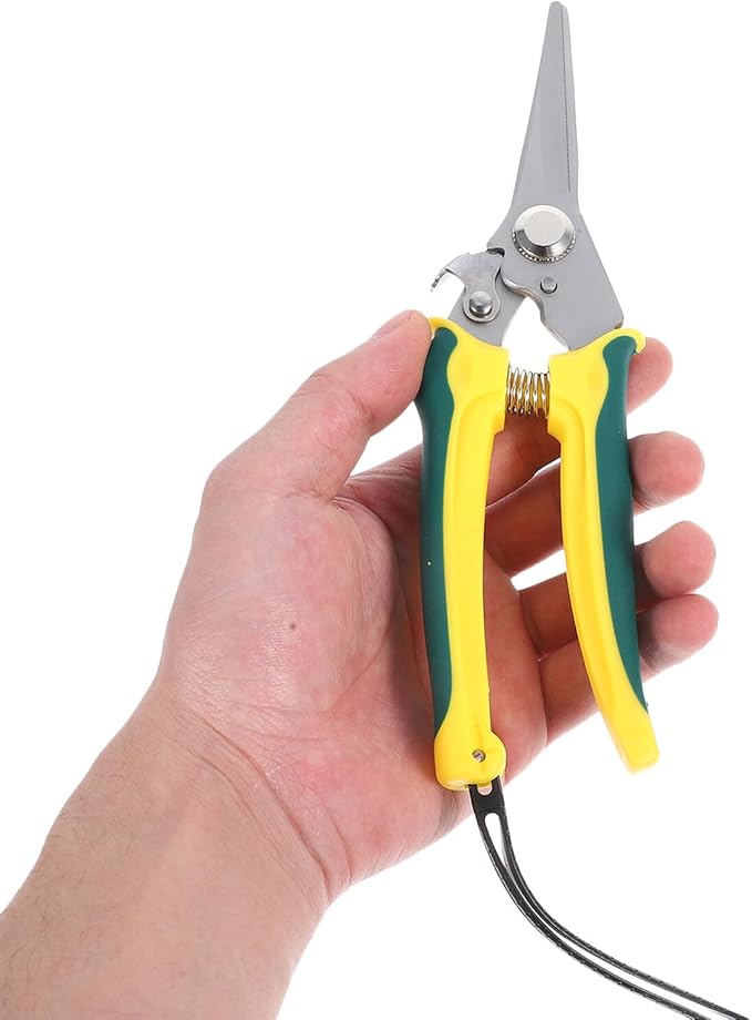 Stainless Steel Pruning Shear and Garden Scissors with Straight Tip, Hand Clippers for Tree Trimming and Flower Cutting, Garden Tool with Wrist Strap for Orchard and Yard Use