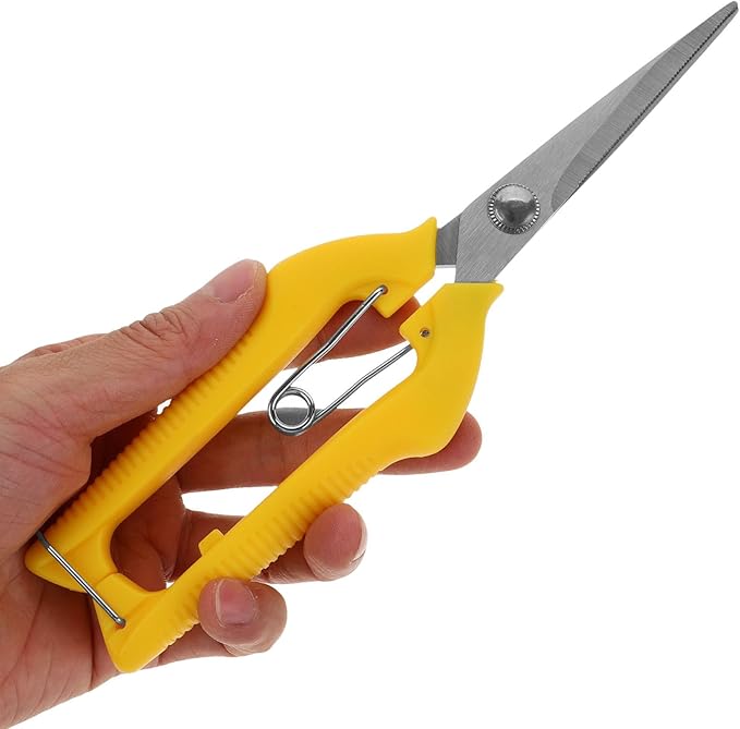 Pruning Shears and Trimming Scissors Stainless Steel Gardening Hand Tools with Yellow Handle for Fruit Picking and Branch Cutting in Garden and Bonsai Care