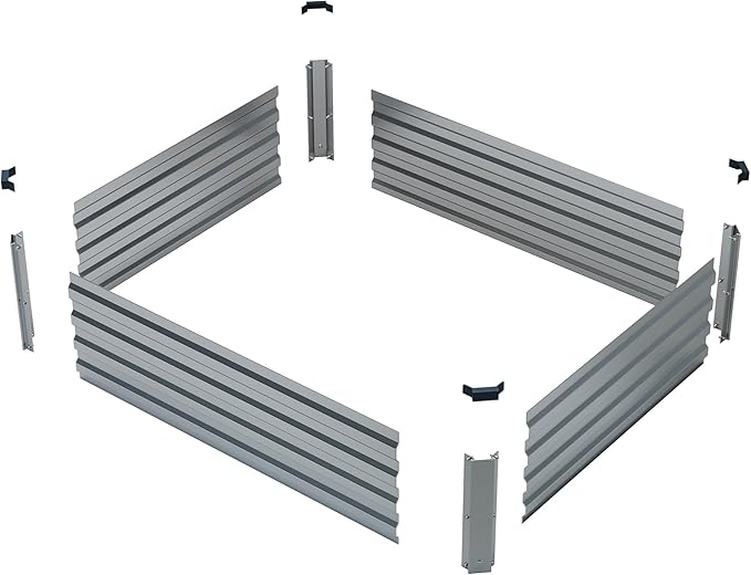 ZUNUDA 4×3×1FT(2PCS) Galvanized Raised Garden Bed Kit, Metal Planter Boxes,Large Raised Garden Bed for Planting Vegetables,Flowers,Herbs -Silver