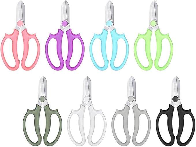 Luxshiny 8pcs Garden Pruning Scissors Set with Handles, Flower Arranging and Fruit Harvesting Shears, Lightweight Trimming Hand Tools for Gardening and Orchard Use